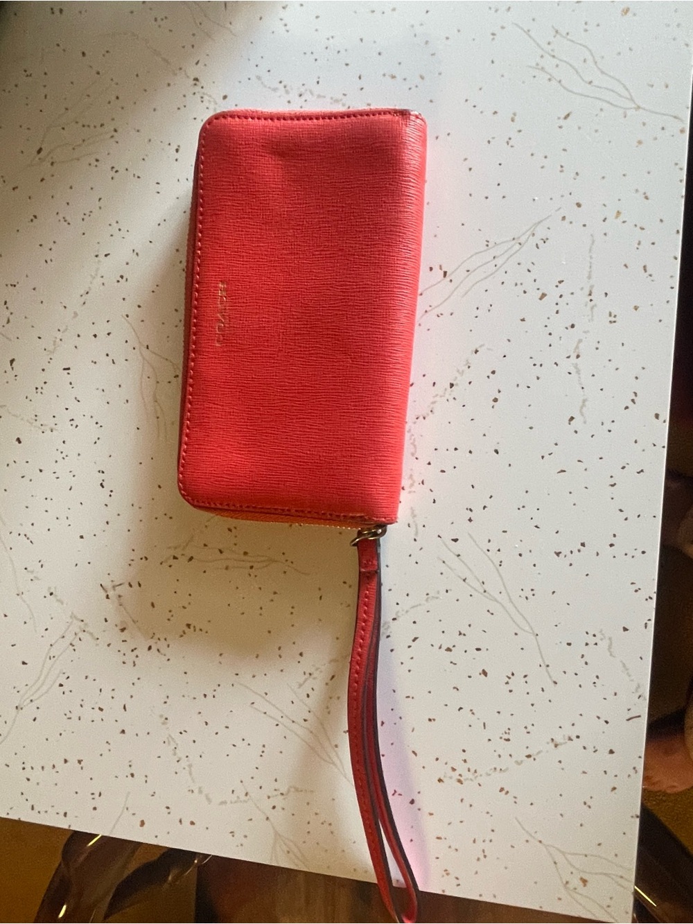 Red Leather Wristlet Phone Wallet - Coach